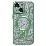 For iPhone 13 Electroplated Circuit Board Pattern MagSafe Phone Case(Green)