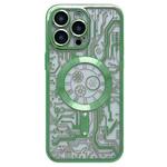 For iPhone 13 Pro Max Electroplated Circuit Board Pattern MagSafe Phone Case(Green)