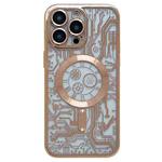 For iPhone 13 Pro Max Electroplated Circuit Board Pattern MagSafe Phone Case(Gold)