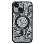 For iPhone 14 Electroplated Circuit Board Pattern MagSafe Phone Case(Black)