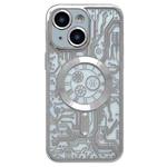 For iPhone 14 Electroplated Circuit Board Pattern MagSafe Phone Case(Silver)