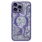 For iPhone 14 Pro Max Electroplated Circuit Board Pattern MagSafe Phone Case(Purple)