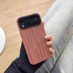 For iPhone XR Wood Grain TPU Phone Case with Lens Film(Brown)