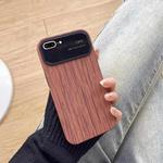 For iPhone 8 Plus / 7 Plus Wood Grain TPU Phone Case with Lens Film(Brown)