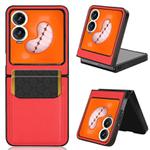 For Tecno Phantom V Flip2 Litchi Texture Card Slots Back Cover Phone Case(Red)