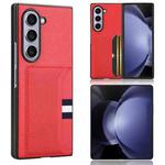 For Samsung Galaxy Z Fold6 Litchi Texture Card Slots Back Cover Phone Case(Red)