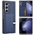 For Samsung Galaxy Z Fold6 Litchi Texture Card Slots Back Cover Phone Case(Blue)