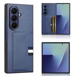 For Samsung Galaxy Z Fold7 5G Litchi Texture Card Slots Back Cover Phone Case(Blue)