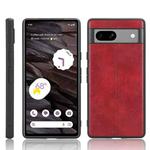 For Google Pixel 7a Cow Pattern Sewing Back Cover Phone Case(Red)