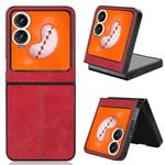 For Tecno Phantom V Flip2 Cow Pattern Sewing Back Cover Phone Case(Red)
