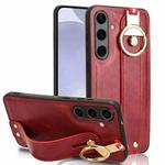 For Samsung Galaxy S24+ 5G Wristband Leather Back Phone Case(Red)