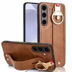 For Samsung Galaxy S24+ 5G Wristband Leather Back Phone Case(Brown)