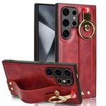 For Samsung Galaxy S24 Ultra 5G Wristband Leather Back Phone Case(Red)