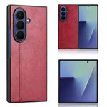 For Samsung Galaxy Z Fold7 5G Cow Pattern Sewing Back Cover Phone Case(Red)