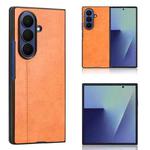 For Samsung Galaxy Z Fold7 5G Cow Pattern Sewing Back Cover Phone Case(Yellow)