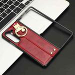 For Samsung Galaxy Fold5 Wristband Leather Back Phone Case(Red)