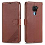 For Xiaomi Redmi 10X 4G / Note 9 AZNS Sheepskin Texture Horizontal Flip Leather Case with Holder & Card Slots & Wallet(Brown)