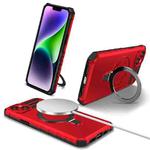 For iPhone 15 MagSafe Magnetic Holder Phone Case(Red)