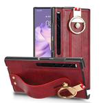 For Huawei Mate Xs 2 Wristband Leather Back Phone Case(Red)