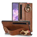 For Huawei Mate Xs 2 Wristband Leather Back Phone Case(Brown)