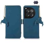 For OnePlus 12 Genuine Leather Magnetic RFID Leather Phone Case(Blue)