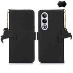 For OnePlus Nord CE4 5G Global Genuine Leather Magnetic RFID Leather Phone Case(Black)