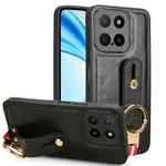 For Honor X5b 4G / X5b Plus 4G Wristband Leather Back Phone Case(Black)