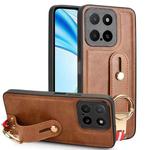 For Honor X5b 4G / X5b Plus 4G Wristband Leather Back Phone Case(Brown)