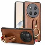 For Honor X60 Pro 5G / X9C 5G Wristband Leather Back Phone Case(Brown)