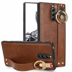 For ZTE nubia Red Magic 8 Pro+ Wristband Leather Back Phone Case(Brown)