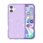 For iPhone 16 Plus Shockproof Terminator Glitter Powder Phone Case(Purple)