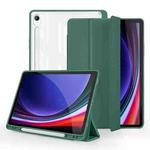 For Samsung Galaxy Tab S9 3-folding Acrylic Smart Leather Tablet Case(Dark Green)