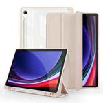 For Samsung Galaxy Tab S9 3-folding Acrylic Smart Leather Tablet Case(Pink)