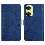 For OnePlus Nord CE 3 Lite Skin Feel Butterfly Peony Embossed Leather Phone Case(Blue)