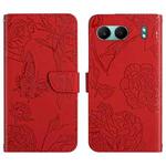 For OnePlus Nord 4 5G Skin Feel Butterfly Peony Embossed Leather Phone Case(Red)