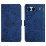 For OnePlus Nord 4 5G Skin Feel Butterfly Peony Embossed Leather Phone Case(Blue)