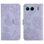 For OnePlus Nord 4 5G Skin Feel Butterfly Peony Embossed Leather Phone Case(Purple)