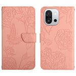 For OnePlus 13T Skin Feel Butterfly Peony Embossed Leather Phone Case(Pink)