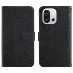 For OnePlus 13T Skin Feel Butterfly Peony Embossed Leather Phone Case(Black)