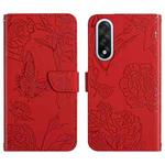For OnePlus Nord 5 5G / Ace 5 Ultra Skin Feel Butterfly Peony Embossed Leather Phone Case(Red)