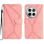 For OnePlus 12R 5G Global Stitching Embossed Leather Phone Case(Pink)