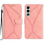 For OnePlus Nord CE4 Stitching Embossed Leather Phone Case(Pink)