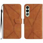For OnePlus Nord CE4 Stitching Embossed Leather Phone Case(Brown)