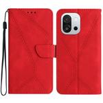For OnePlus 13T Stitching Embossed Leather Phone Case(Red)