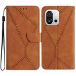 For OnePlus 13T Stitching Embossed Leather Phone Case(Brown)