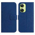 For OnePlus Nord CE 3 Lite Skin Feel Sun Flower Embossed Leather Phone Case with Lanyard(Dark Blue)