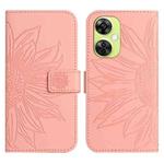 For OnePlus Nord CE 3 Lite Skin Feel Sun Flower Embossed Leather Phone Case with Lanyard(Pink)