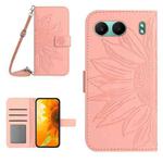 For OnePlus Nord 4 5G Skin Feel Sun Flower Embossed Leather Phone Case with Lanyard(Pink)