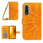 For OnePlus Nord 5 5G / Ace 5 Ultra Skin Feel Sun Flower Embossed Leather Phone Case with Lanyard(Yellow)