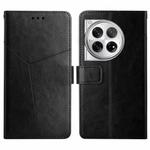 For OnePlus 12R 5G Global Y-shaped Pattern Flip Leather Phone Case(Black)